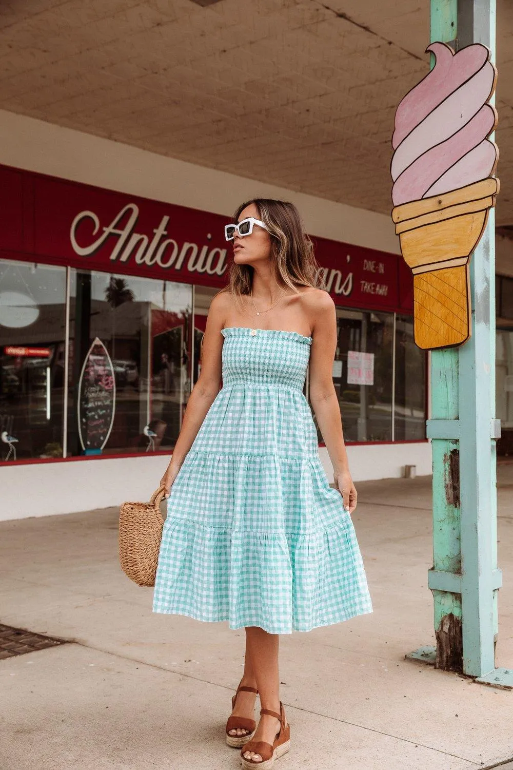 Bahamas Skirt / Dress in Mint Gingham