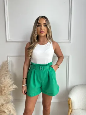 belted shorts - green