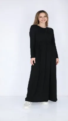 Belted Solid Maxi Dresses / Black