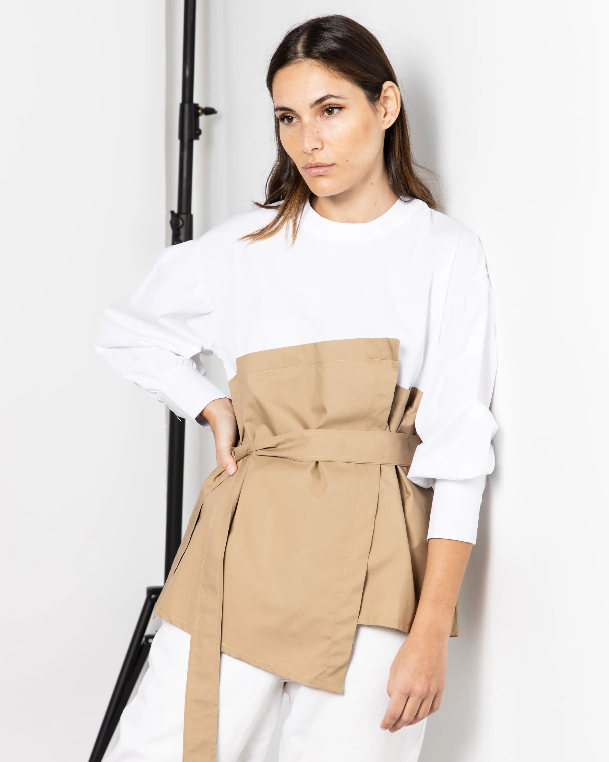 BELTED WAIST COTTON BLOUSE 1892 - بلوزة