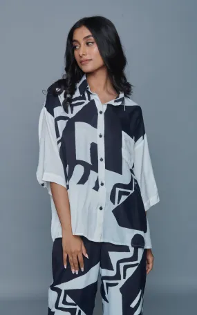 Black and White Abstract Printed Shirt