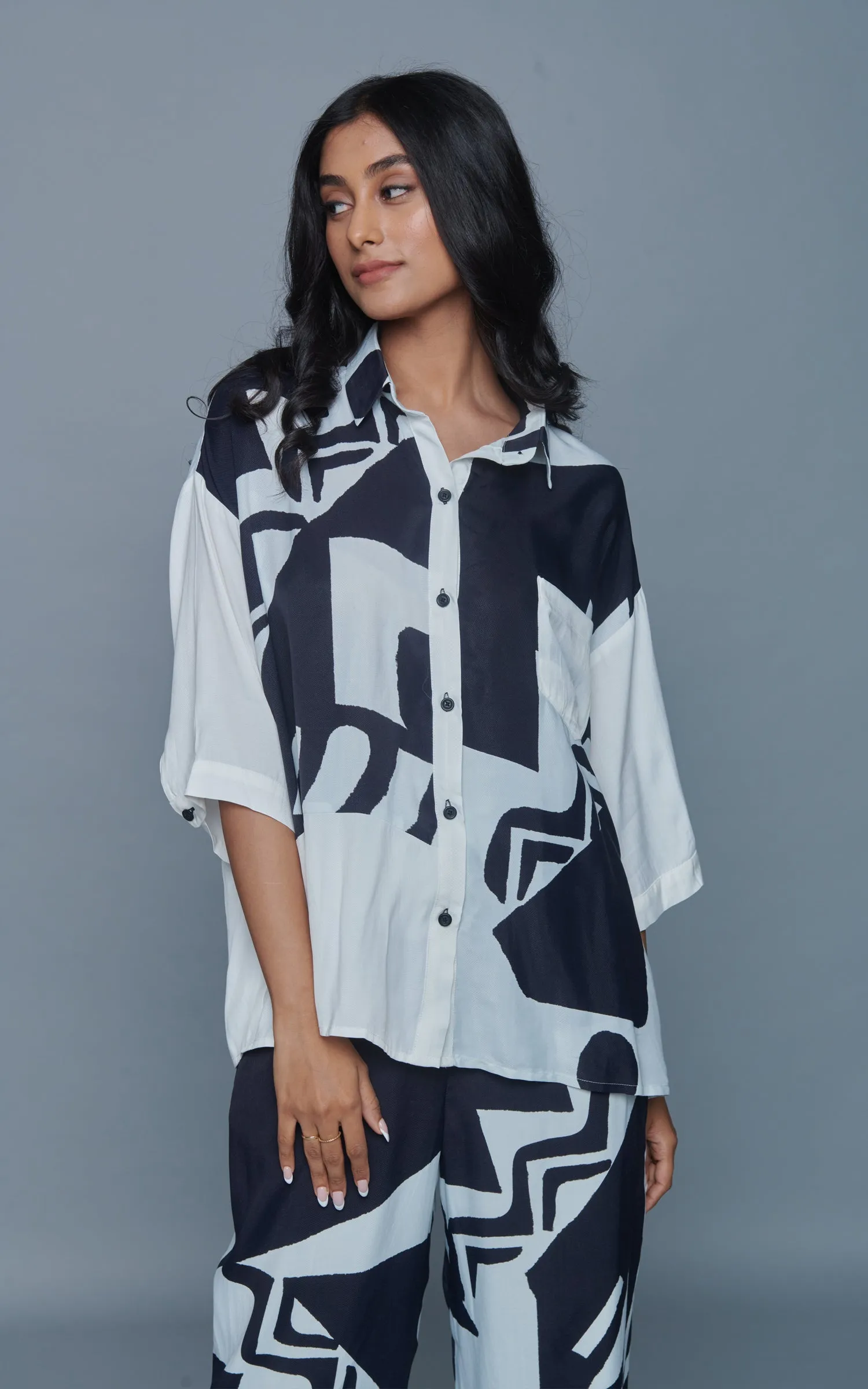 Black and White Abstract Printed Shirt