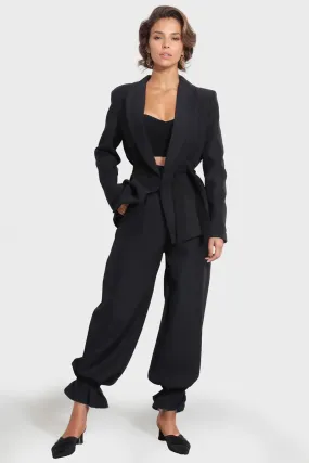 Black Tie Pants Blazer Set