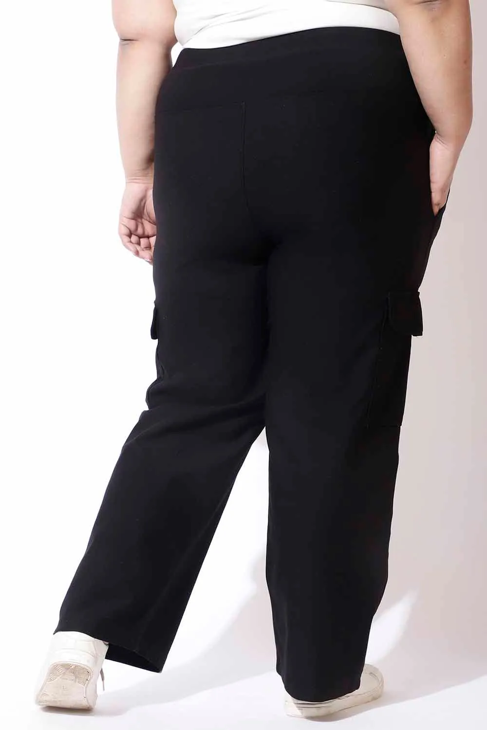 Black Tummy Shaper Cargo Pants