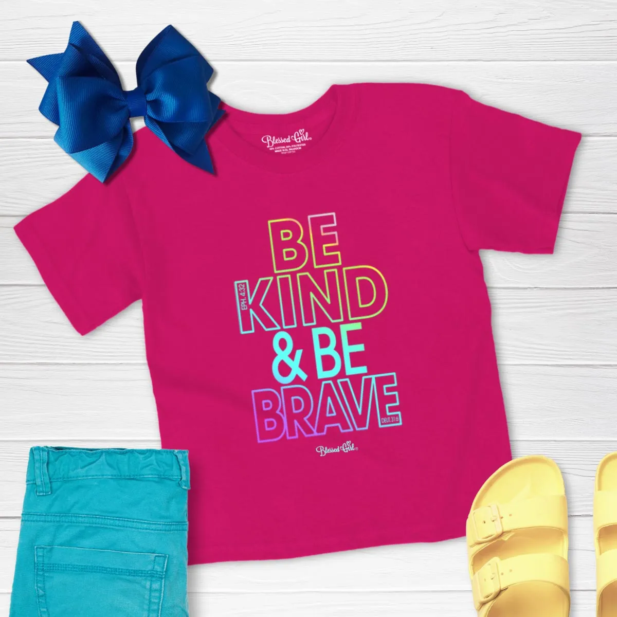 Blessed Girl Kids T-Shirt Be Kind & Be Brave