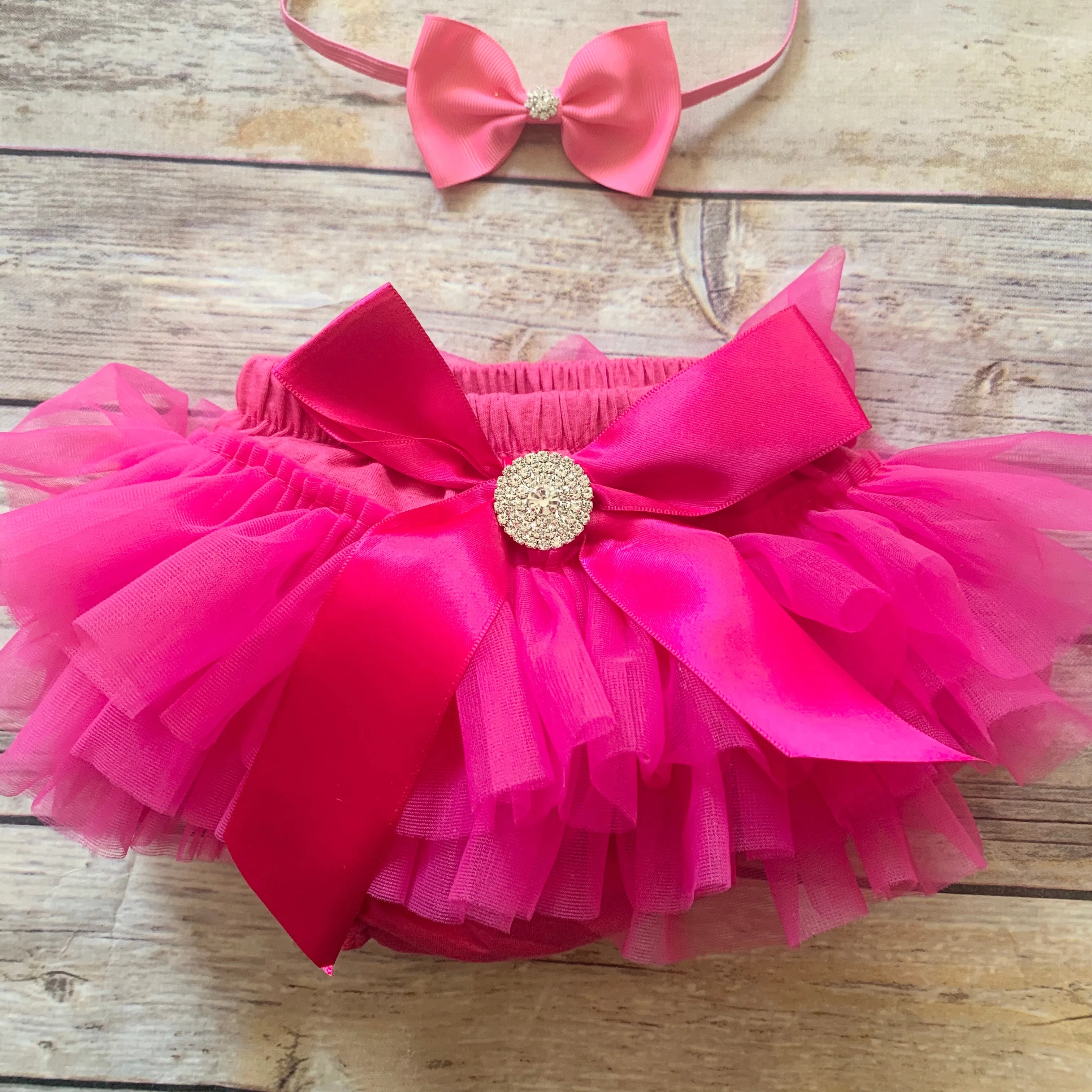 Bloomers/headband set hot pink