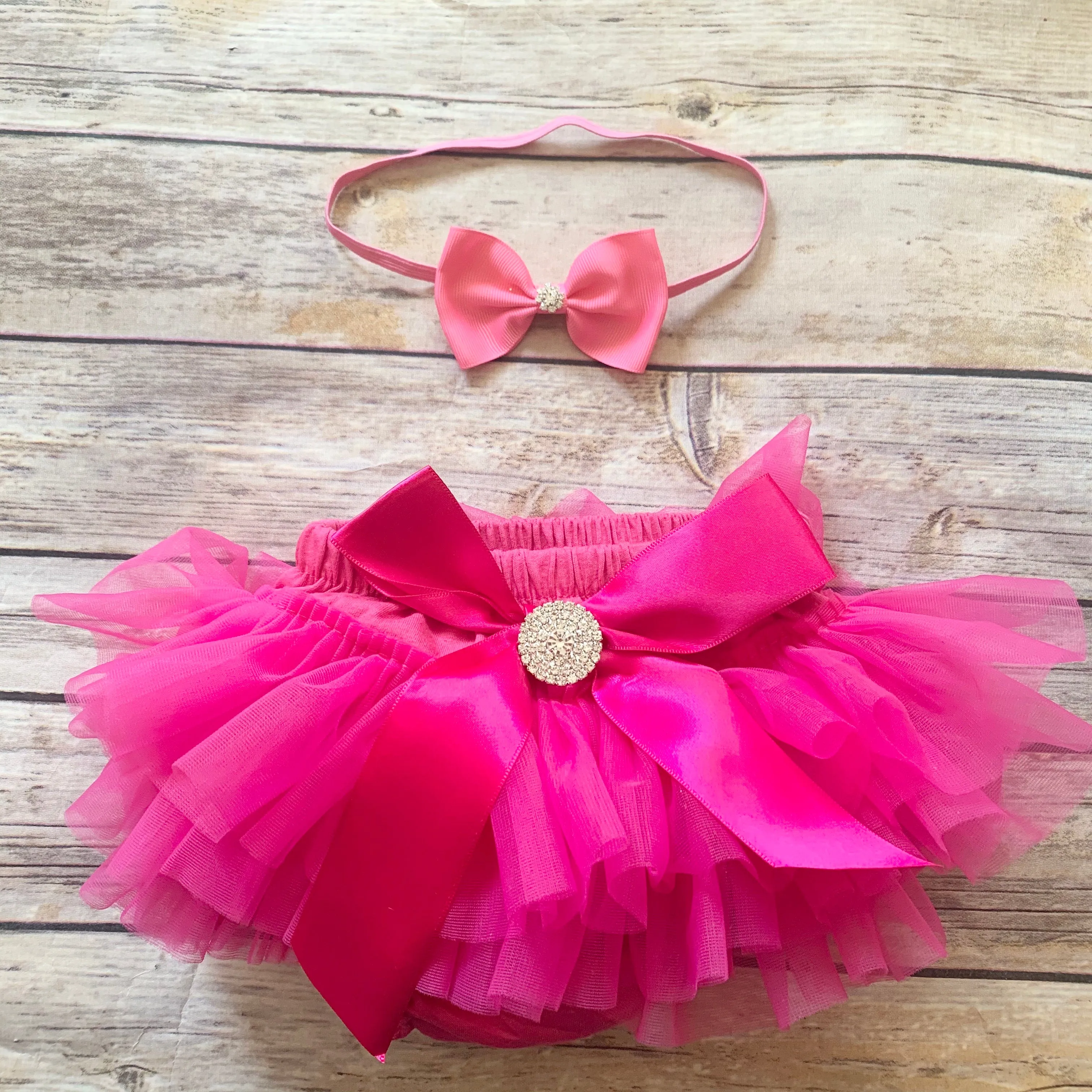 Bloomers/headband set hot pink