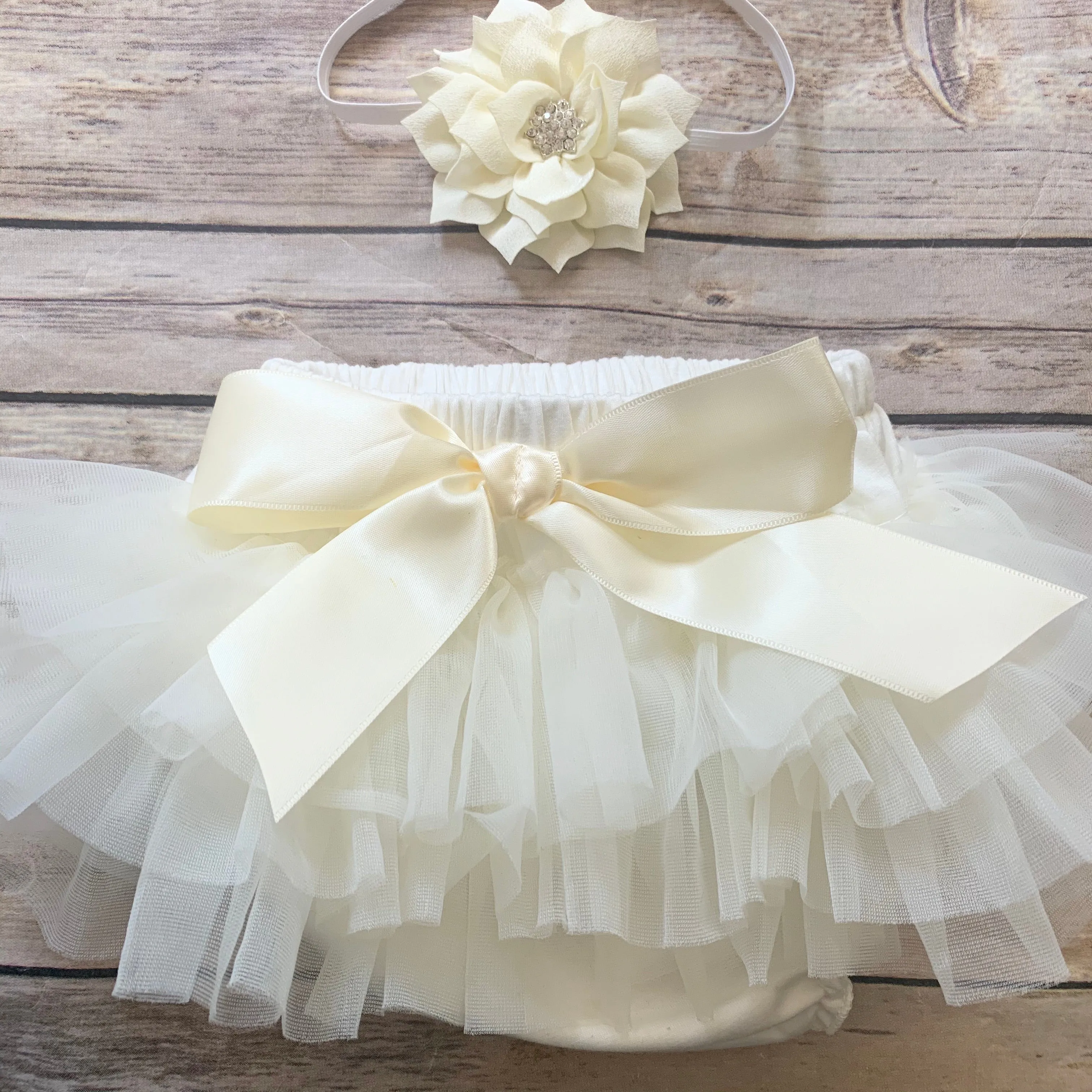 Bloomers/headband set - ivory