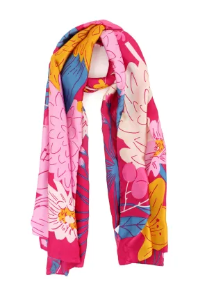 BLOSSOM EMBRACE SCARF-FUCHSIA