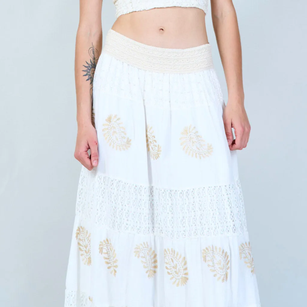 Boho skirt with elegant elasticated wiastband wholesale