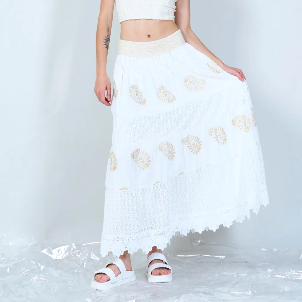 Boho skirt with elegant elasticated wiastband wholesale