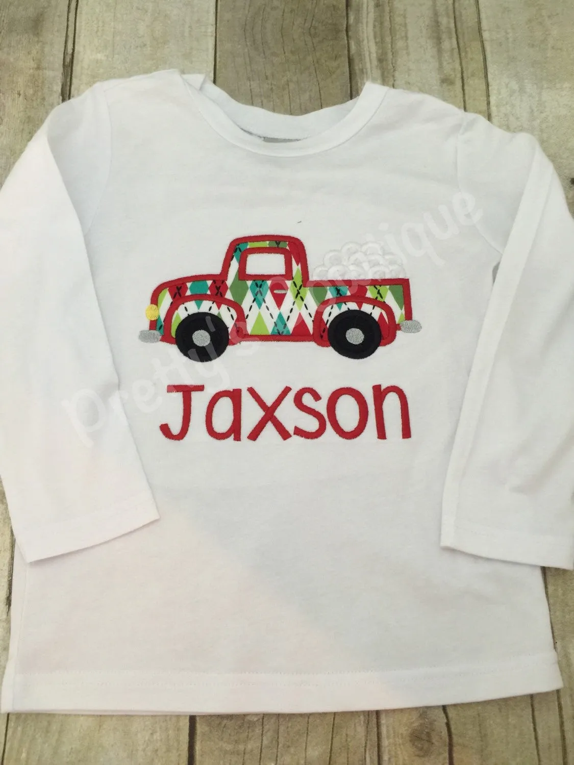 Boys Christmas Pick up Truck Shirt or Bodysuit -- Pick up truck with snowballs