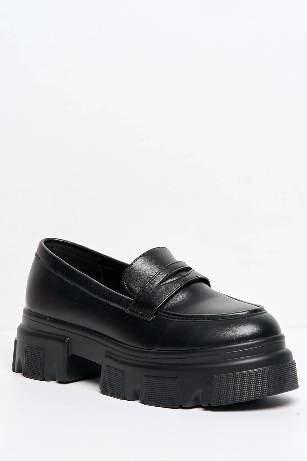 Brogan Chunky Sole Loafers in Black Matt