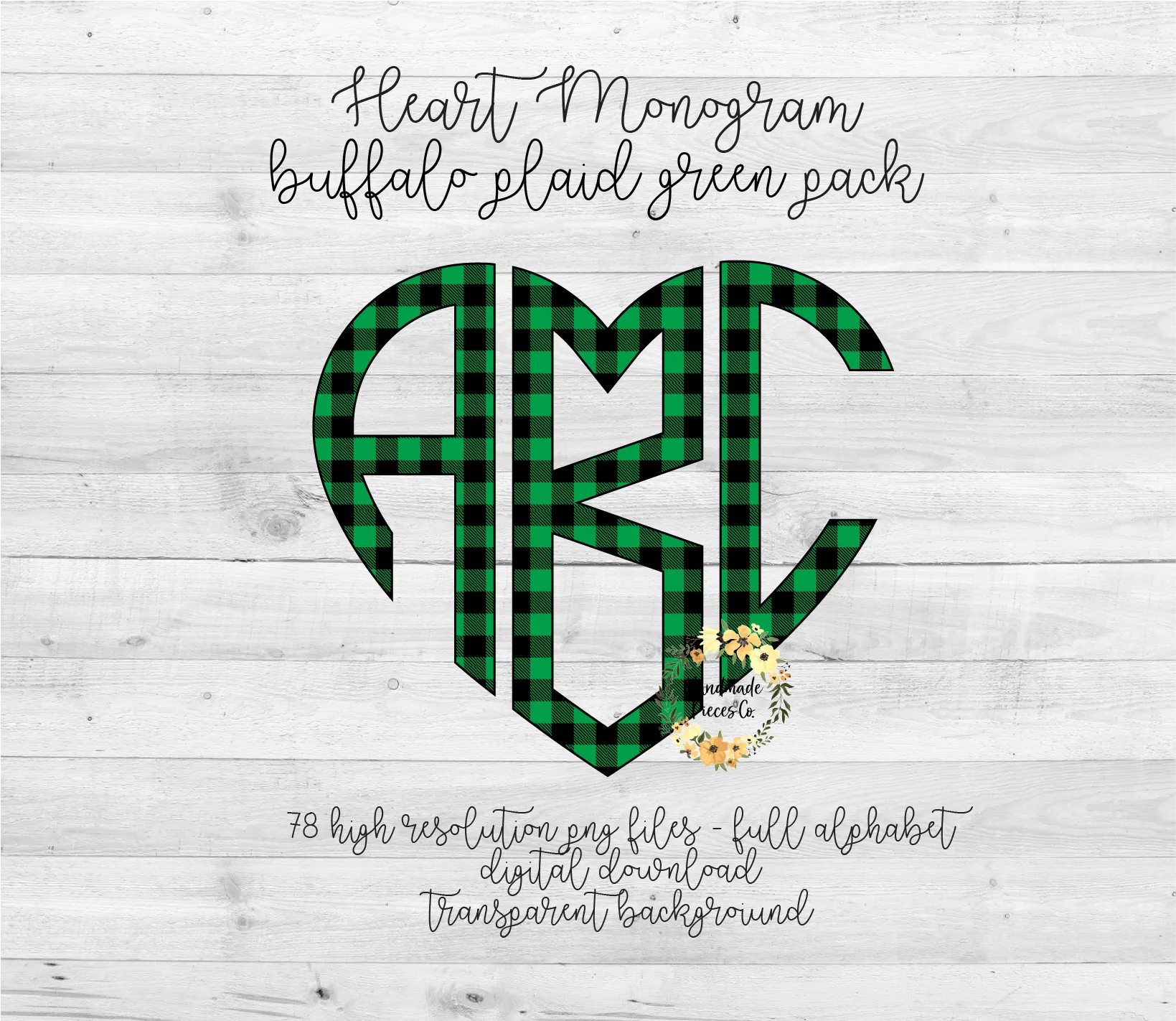 Buffalo Plaid, Green Monogram - Multiple Styles - Digital Download