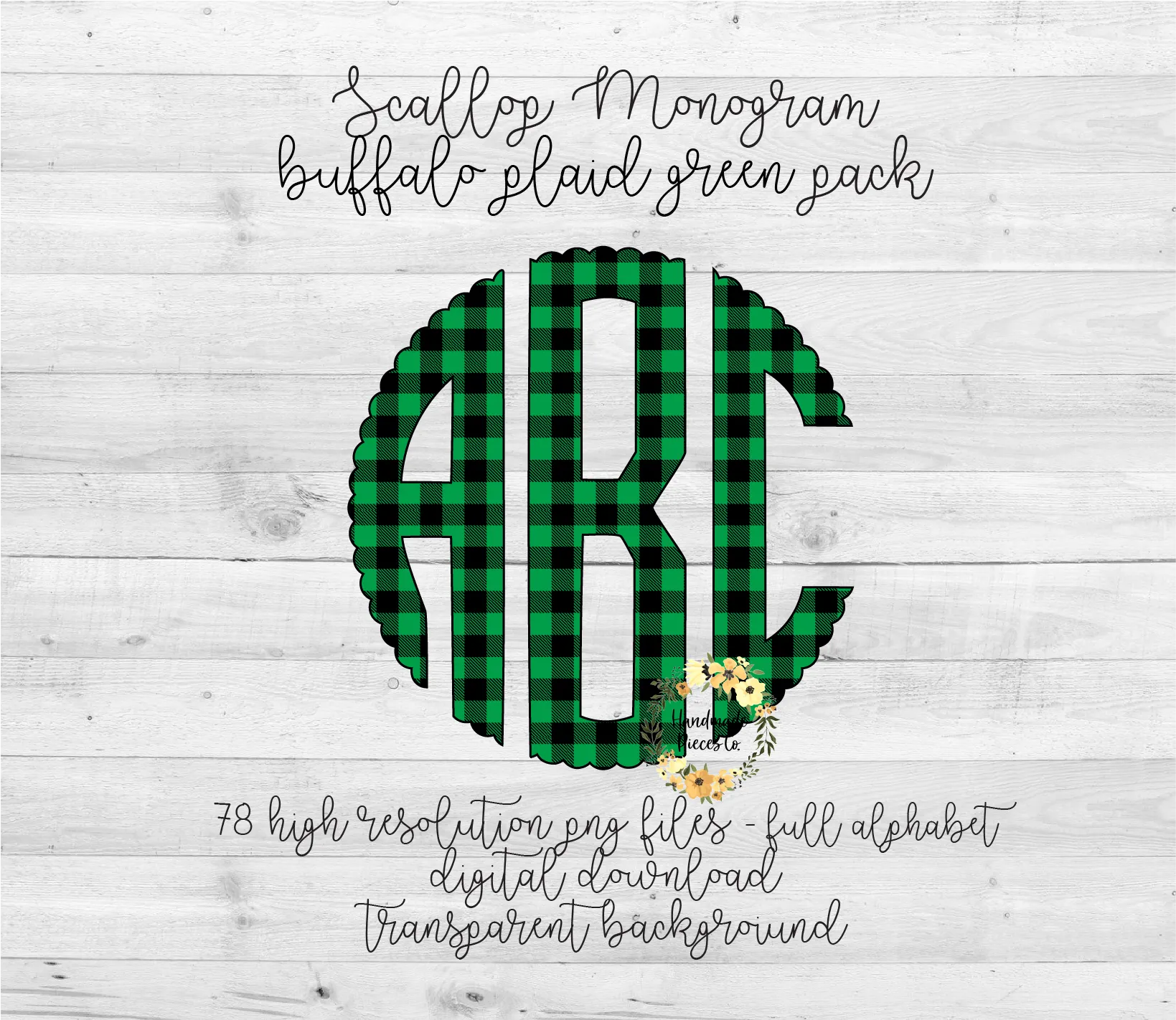 Buffalo Plaid, Green Monogram - Multiple Styles - Digital Download