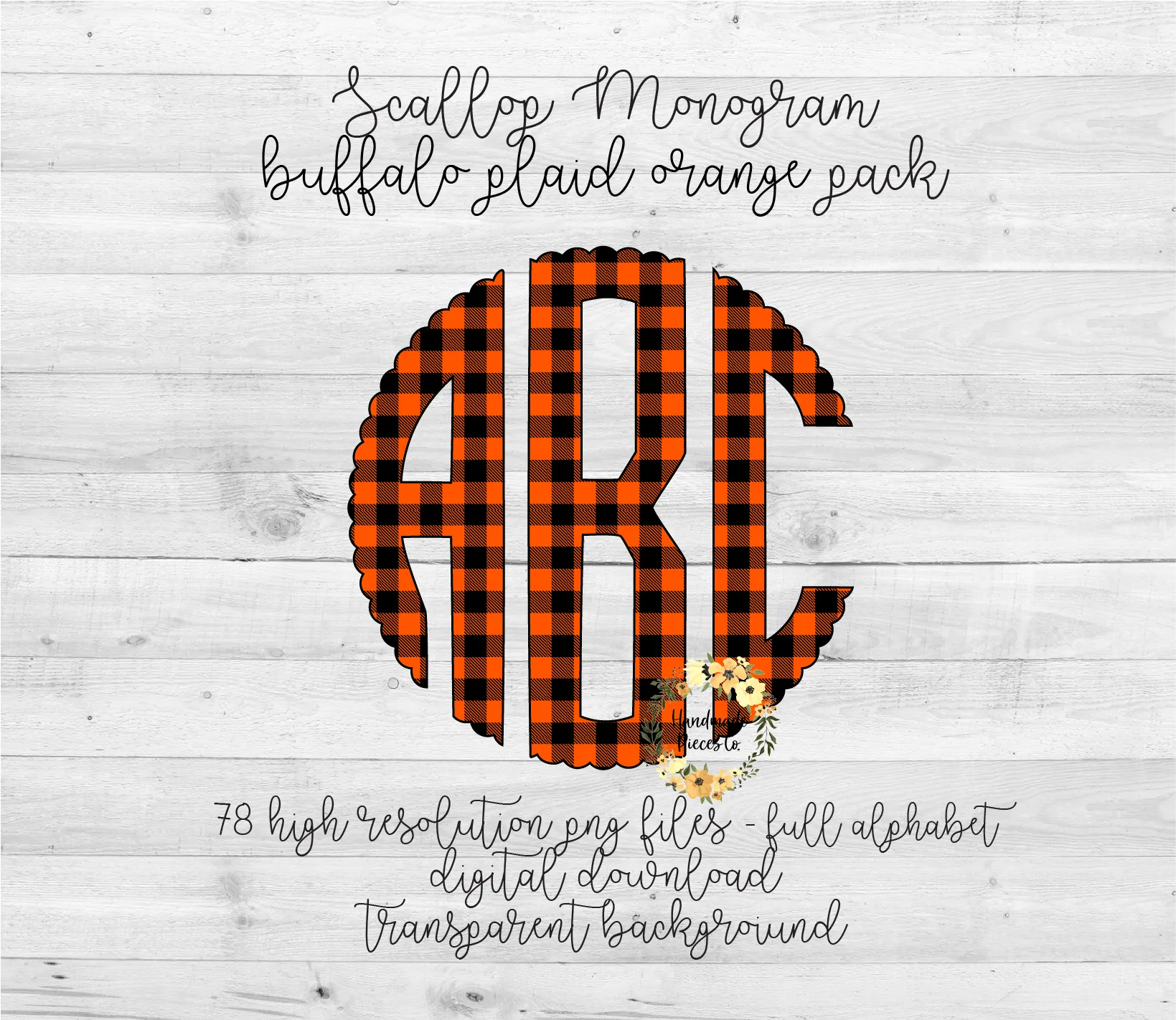 Buffalo Plaid, Orange Monogram - Multiple Styles - Digital Download