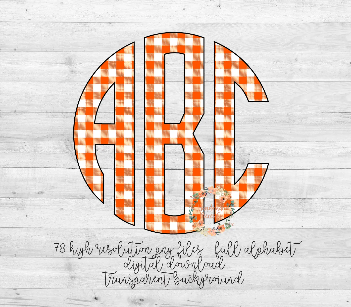 Buffalo Plaid, White and Orange - Multiple Styles - Digital Download