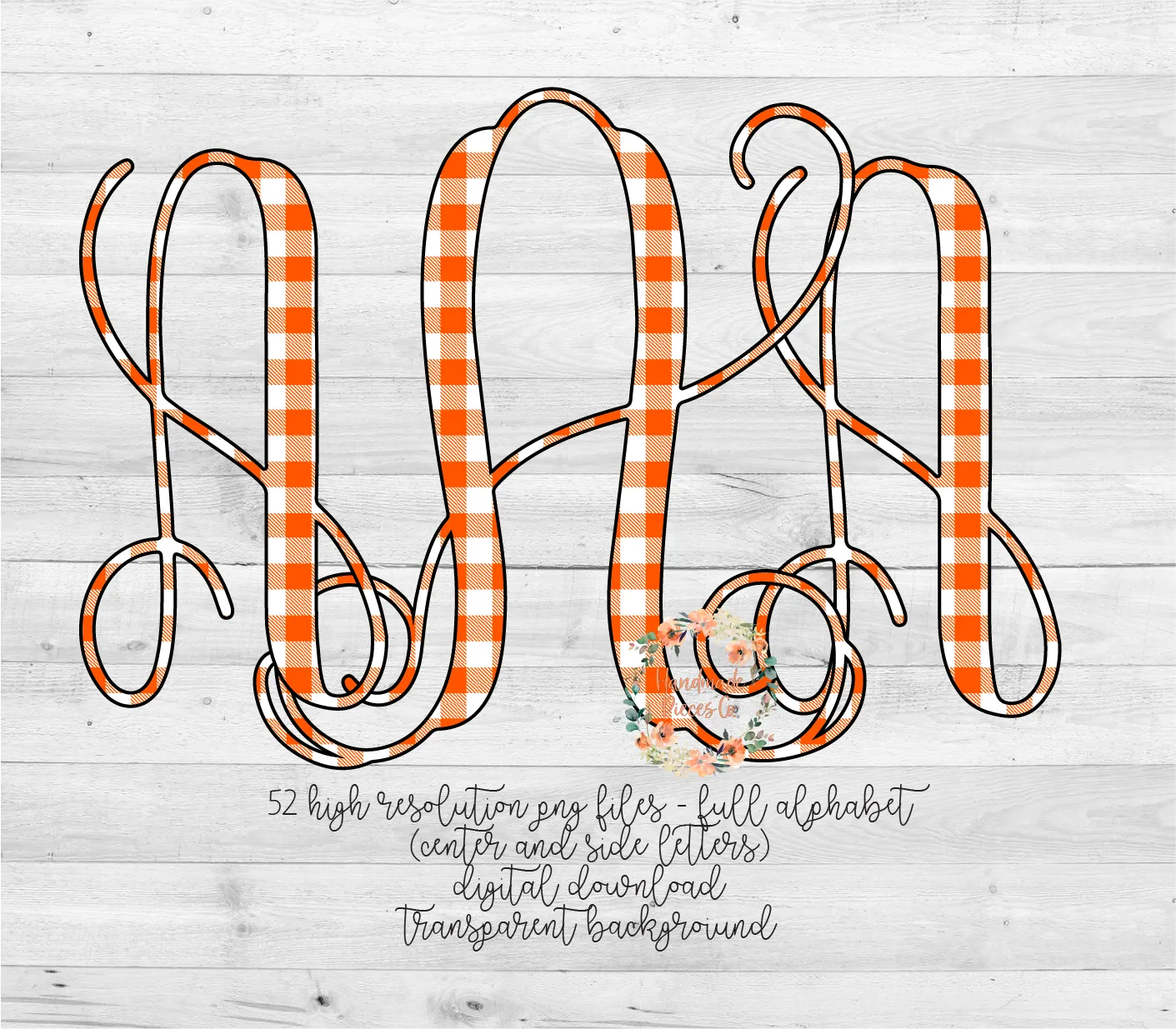 Buffalo Plaid, White and Orange - Multiple Styles - Digital Download