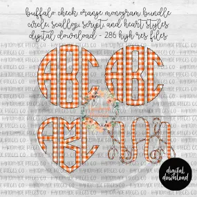 Buffalo Plaid, White and Orange - Multiple Styles - Digital Download