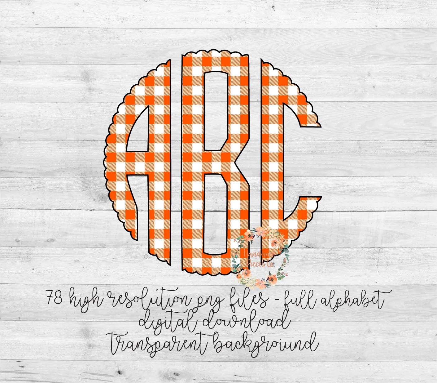 Buffalo Plaid, White and Orange - Multiple Styles - Digital Download