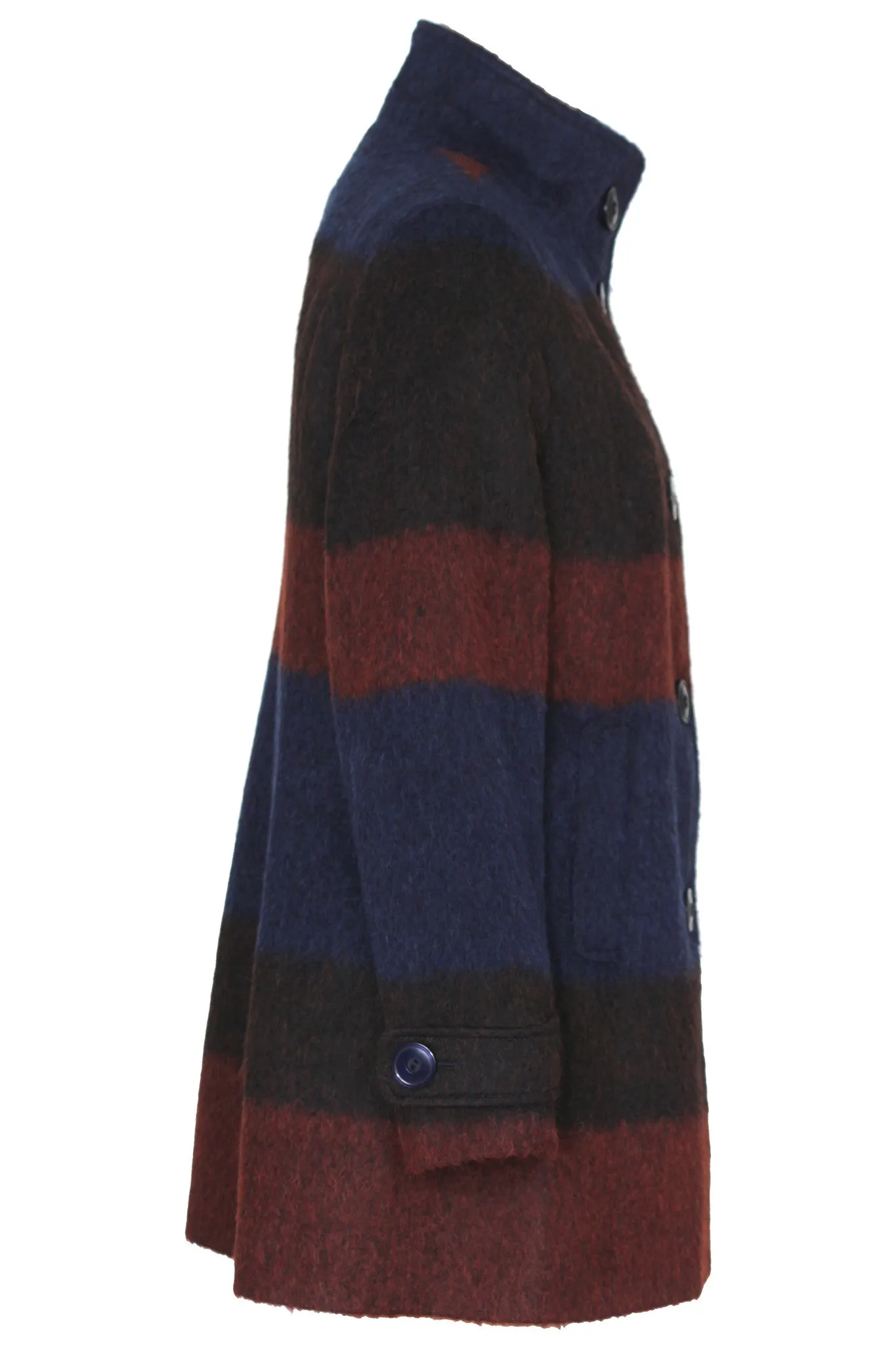 Busy Womens Multi-Colour Lined High Neck Wool Blend Coat