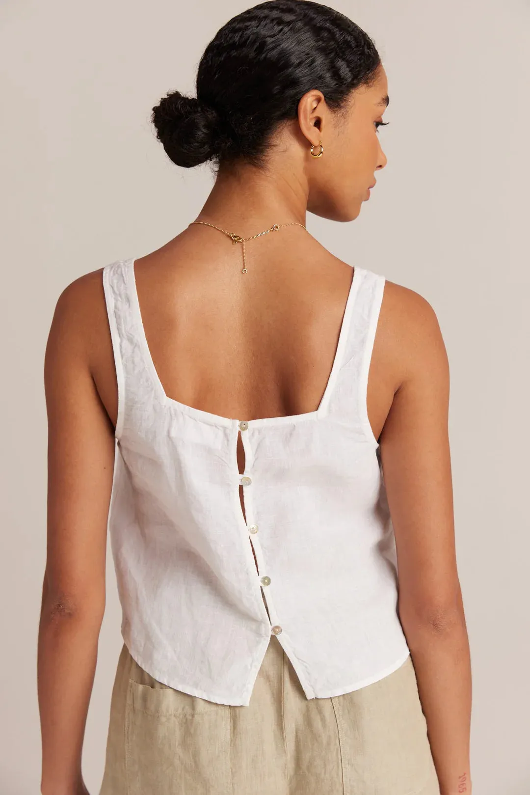 Button Back Linen Tank