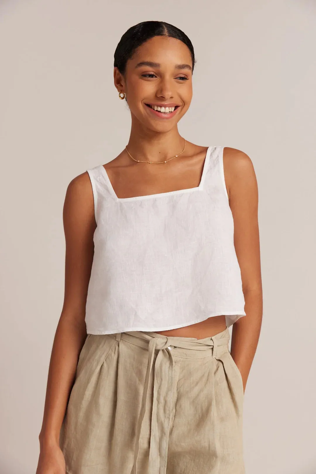 Button Back Linen Tank