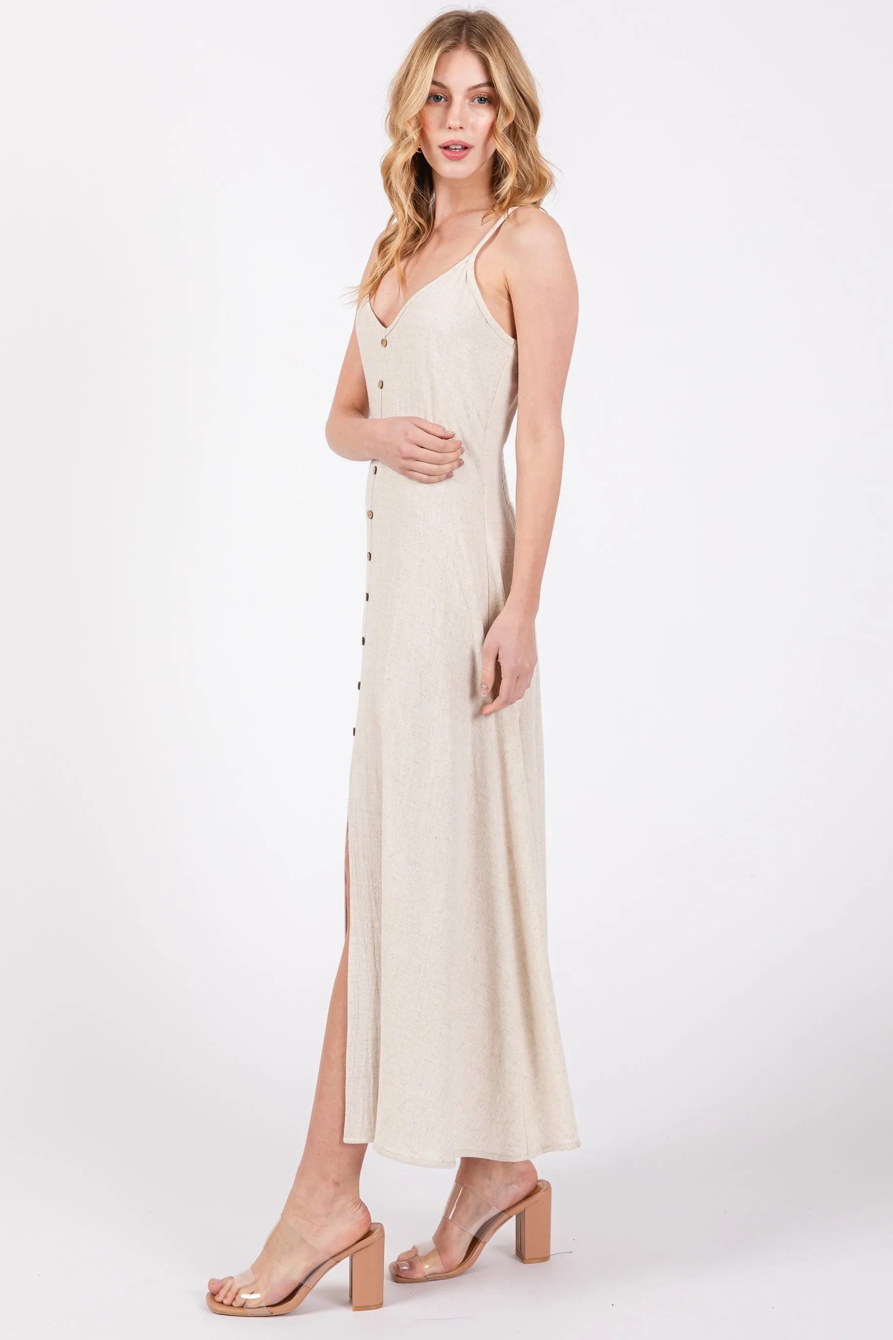 BUTTON FRONT MAXI SUNDRESS