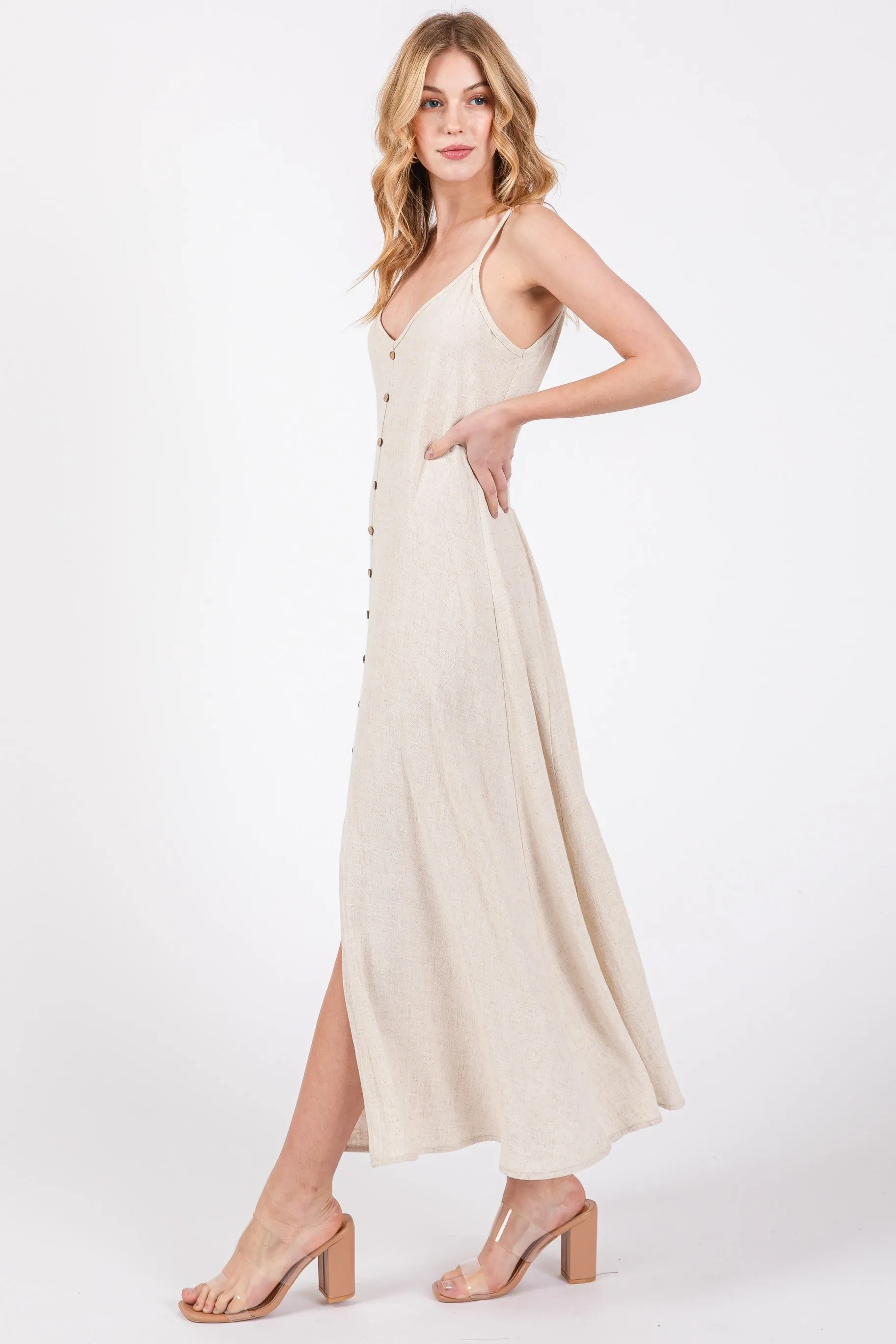 BUTTON FRONT MAXI SUNDRESS