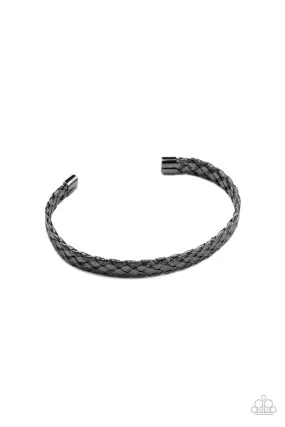 Cable Couture Men's Black Cuff Bracelet - Paparazzi Accessories