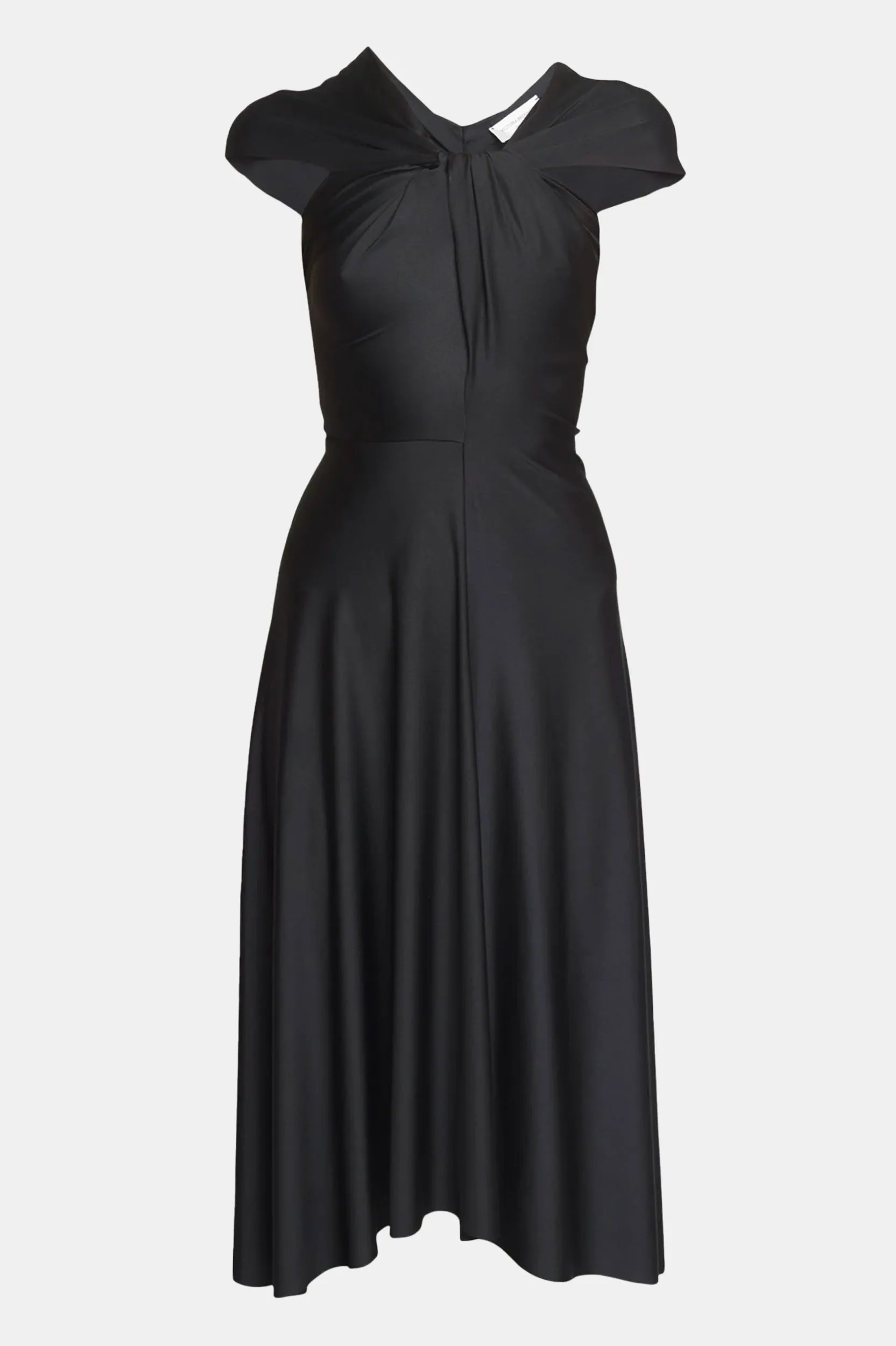 Cap Sleeve Draped Dress in Black