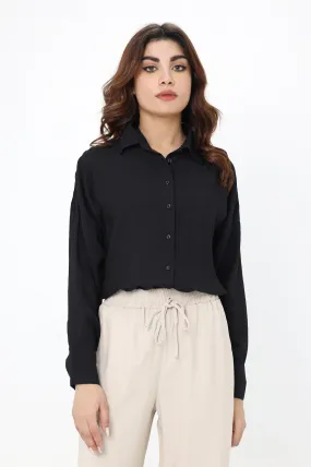 CHIC BUTTON DOWN SHIRT-BLACK