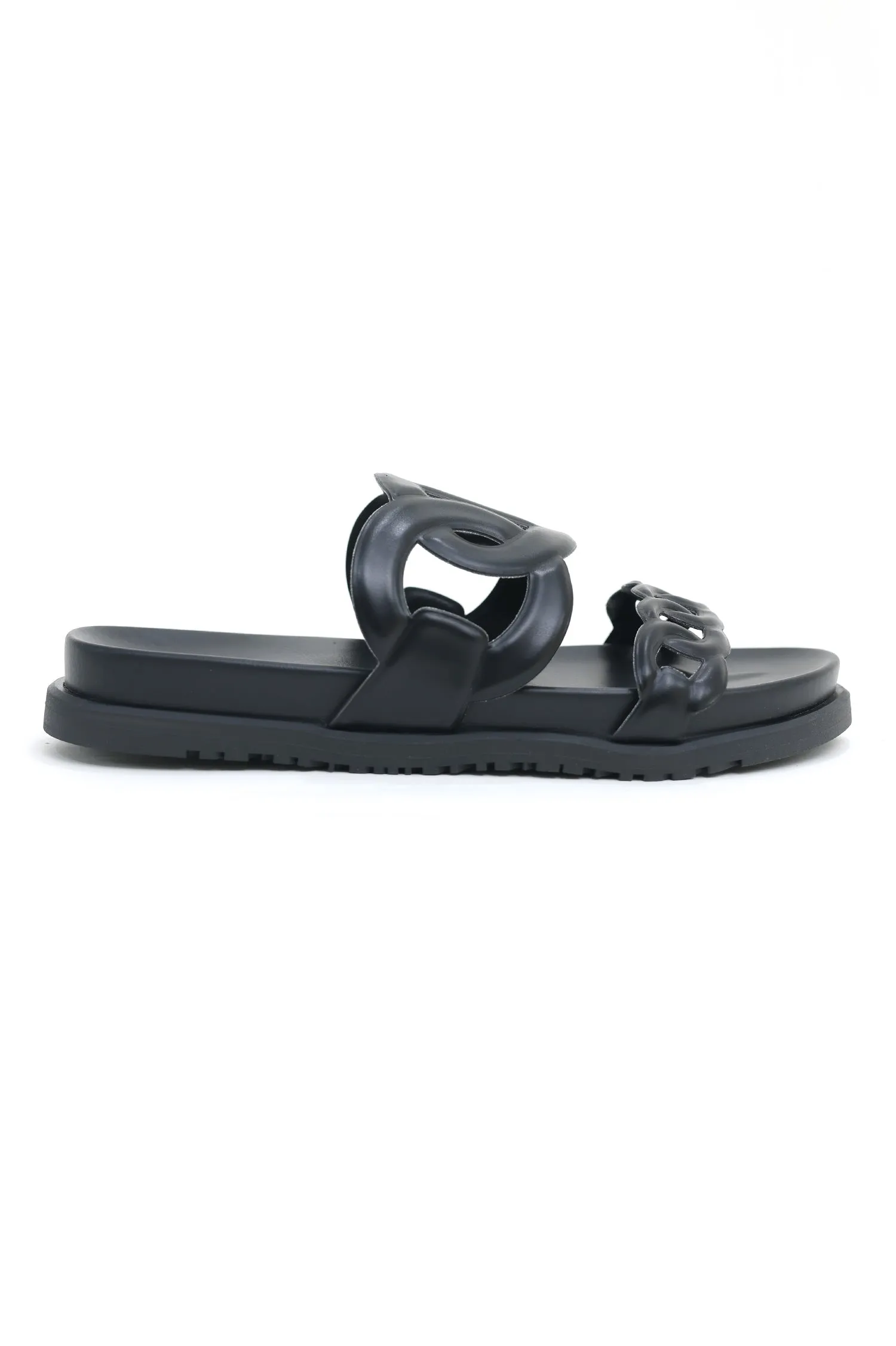 CHIC CHAINLINK SLIDES-BLACK