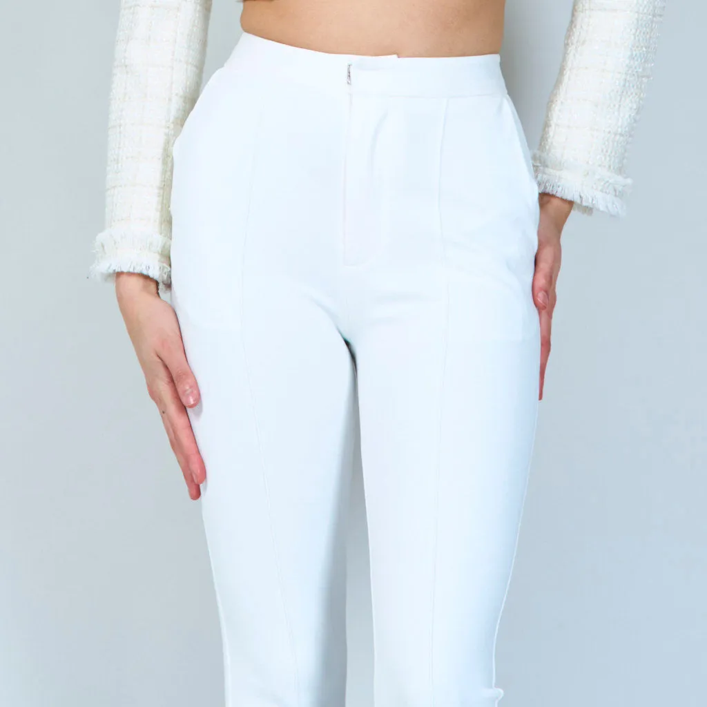 Chic flared trousers with slit detail wholesale