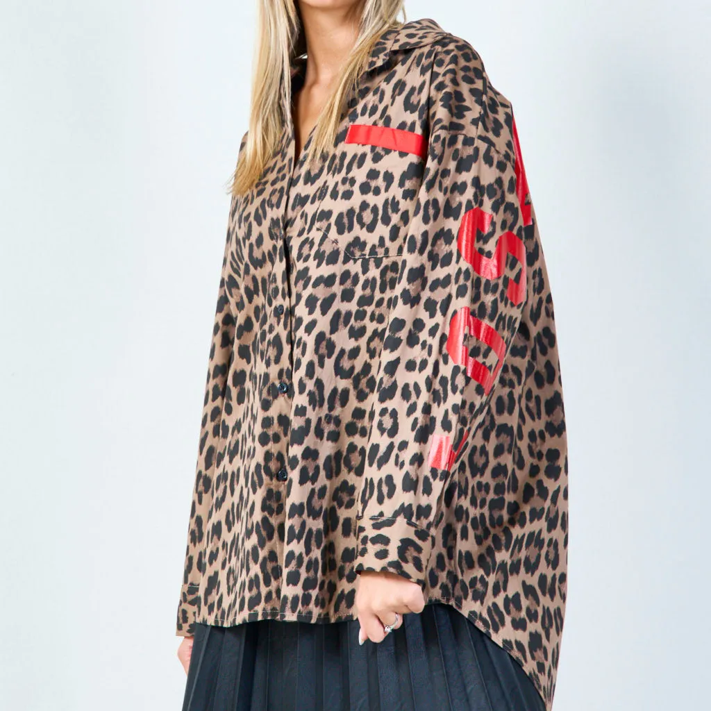 Chic leopard print button-up shirt wholesale