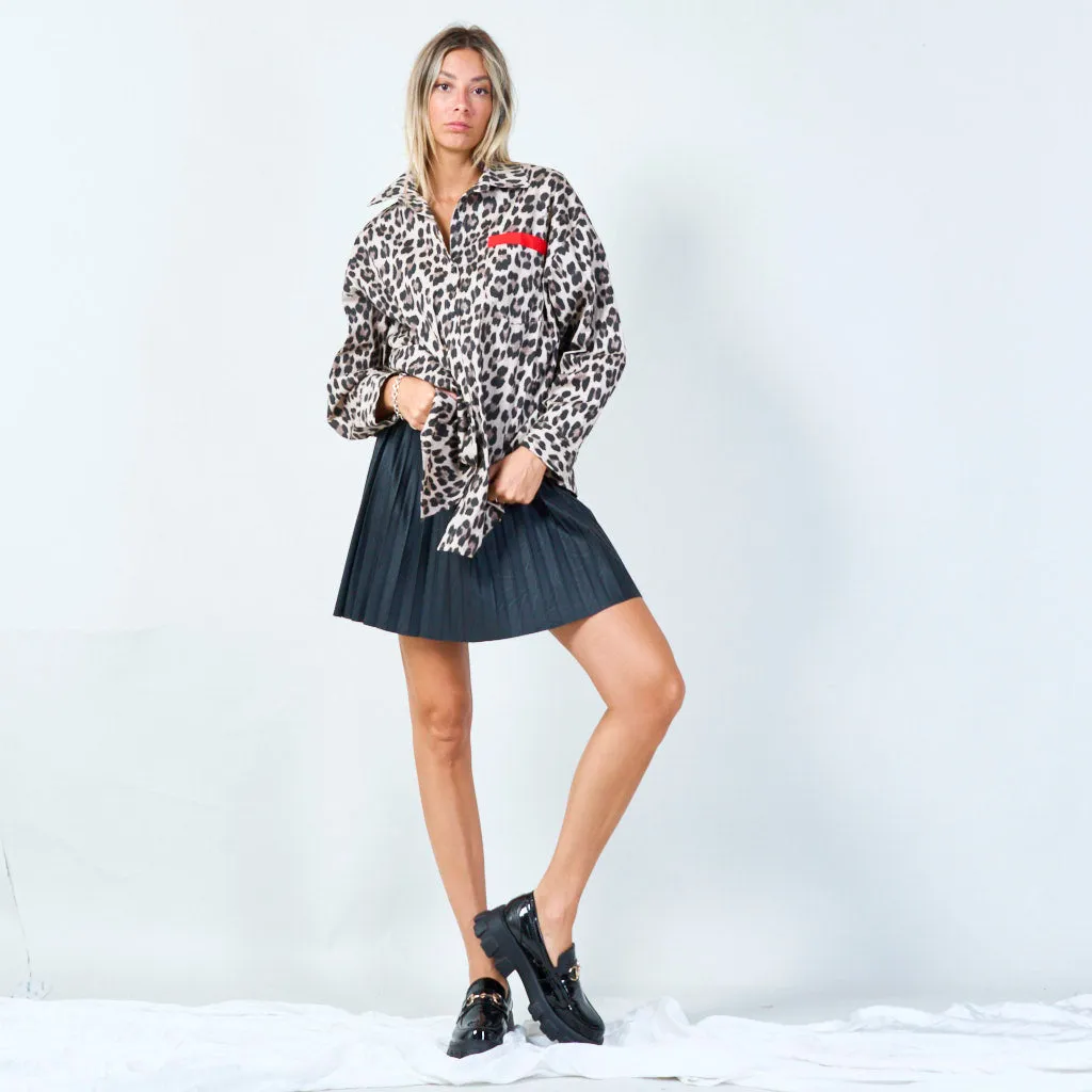 Chic leopard print button-up shirt wholesale