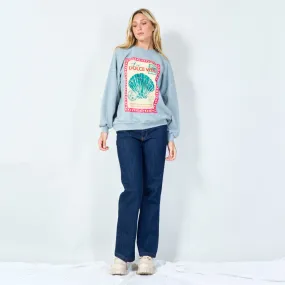 Chic vintage print sweatshirt wholesale