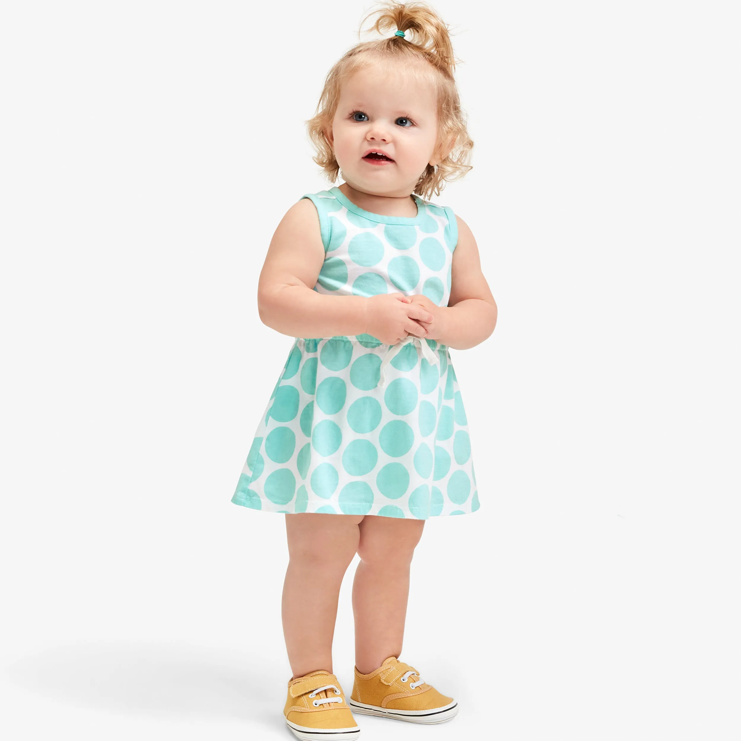 Clearance baby drawstring dress in cutout dot