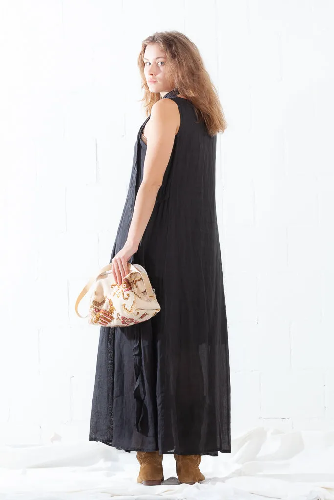 Collection PRIVÉE? Ramie Muslin Linen Black Dress - ByAdushka