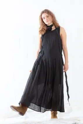 Collection PRIVÉE? Ramie Muslin Linen Black Dress - ByAdushka