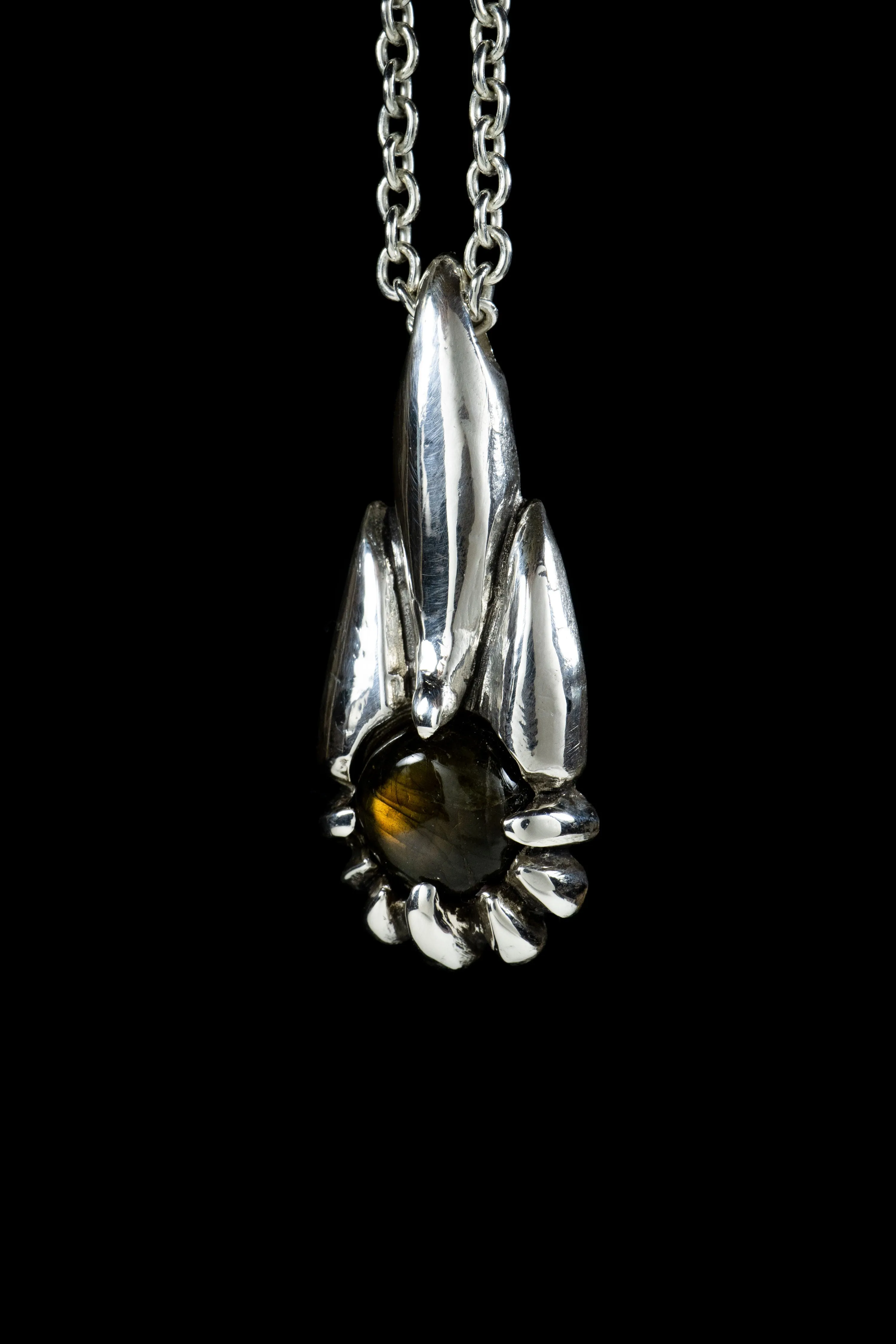 Comet (Labradorite, Sterling Silver, Gold Pendant)