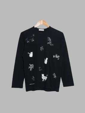 Comme des Garcons AW1989 black wool long sleeve cat top