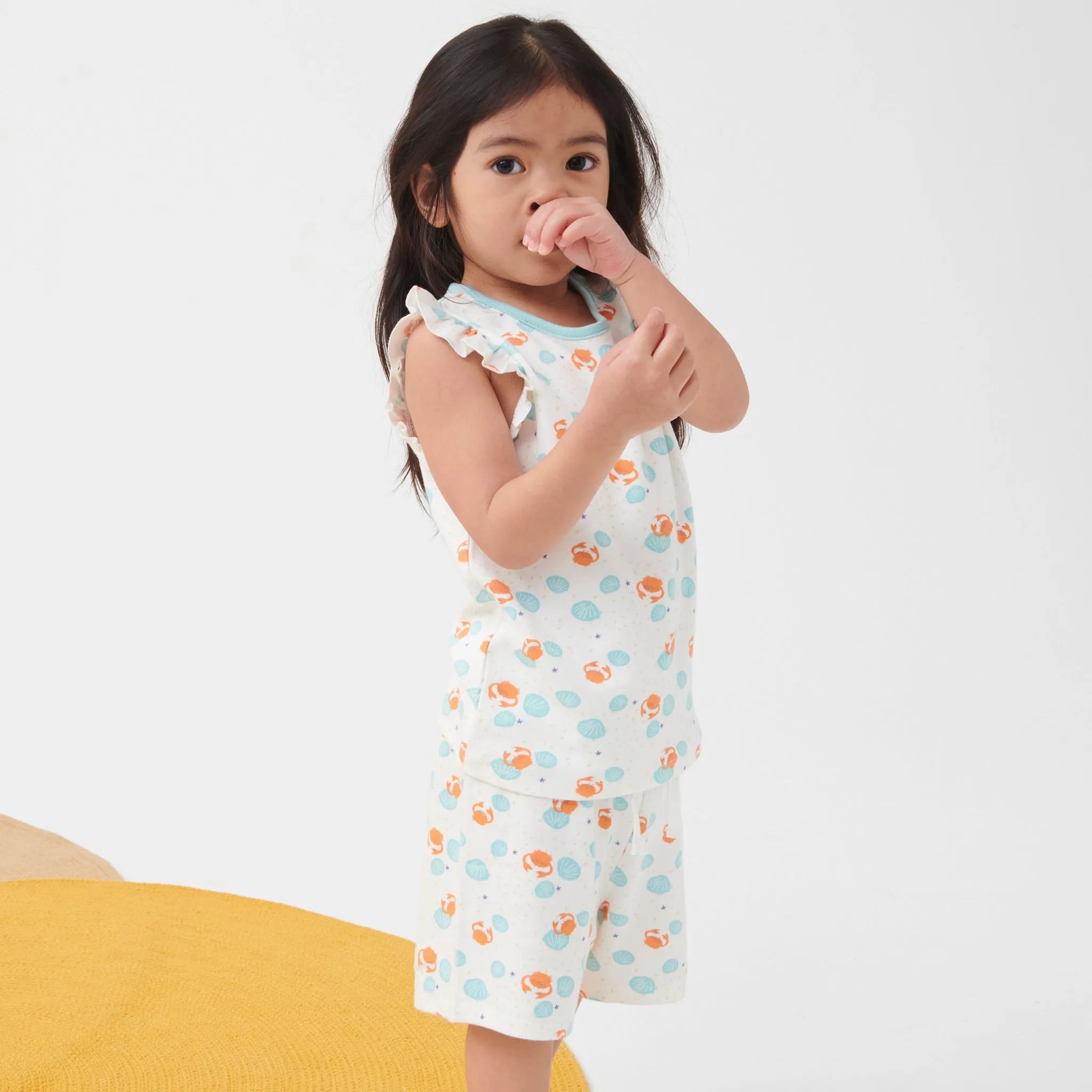 Crab & Shell Frill Summer Pajama Set