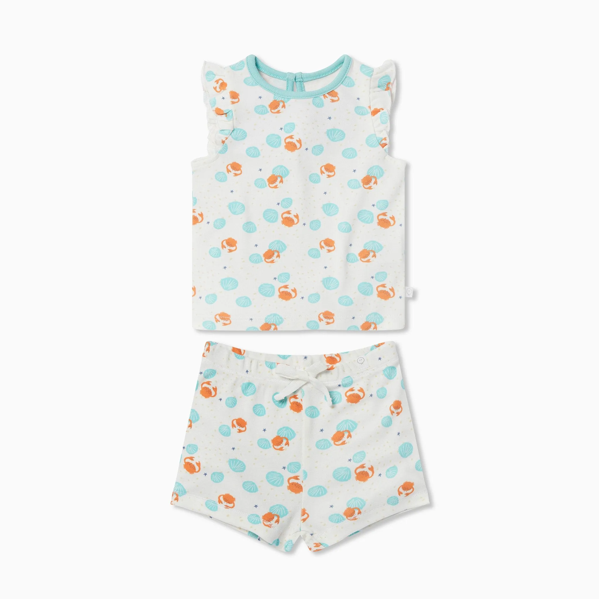 Crab & Shell Frill Summer Pajama Set