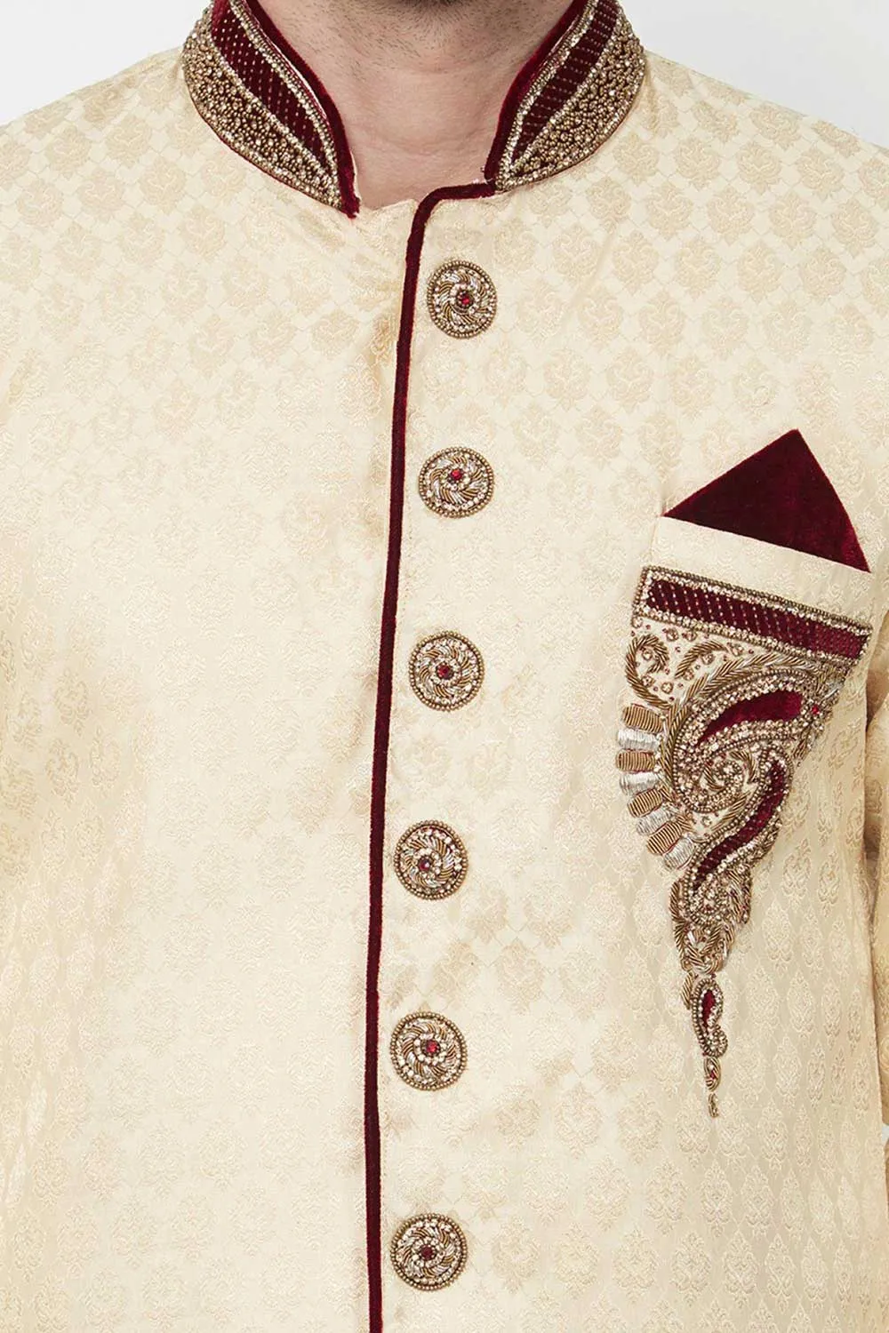 Cream Sherwani Set