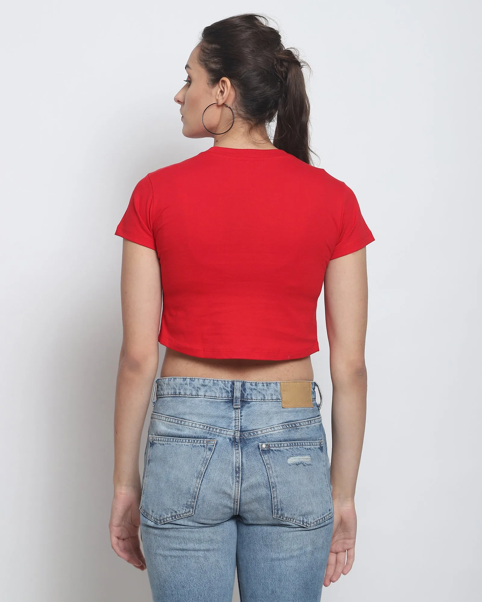 Crop Top: Solid Red