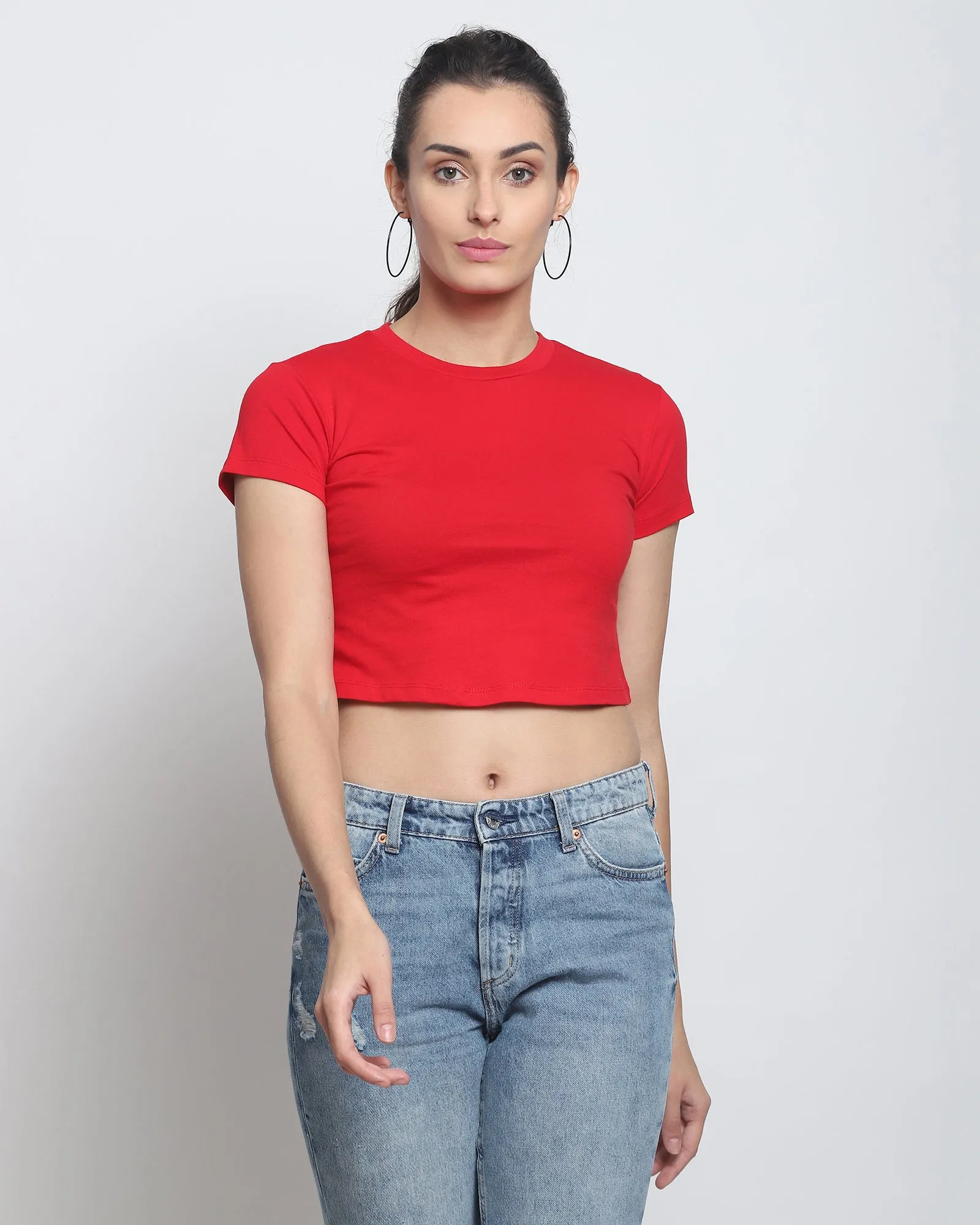 Crop Top: Solid Red