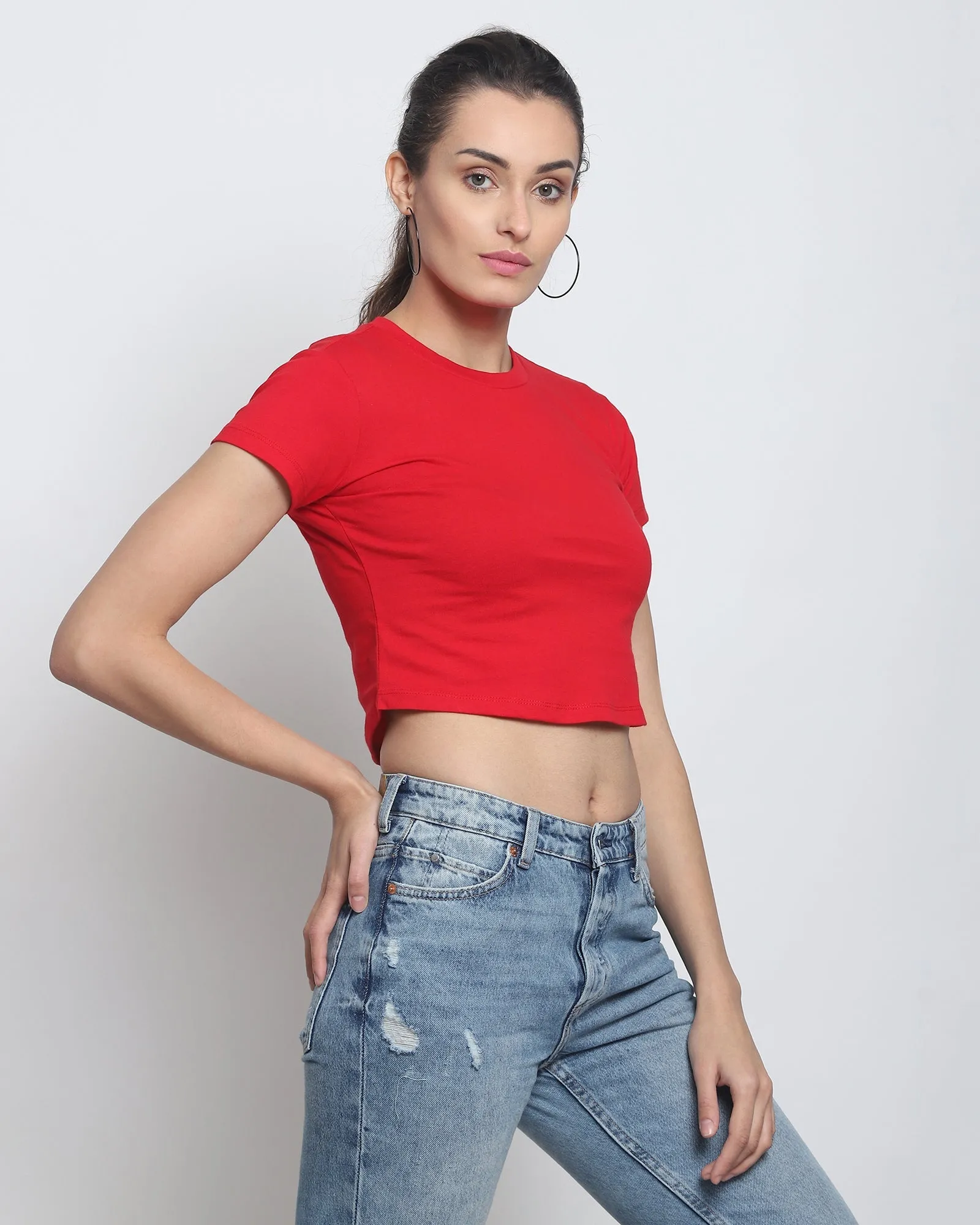 Crop Top: Solid Red