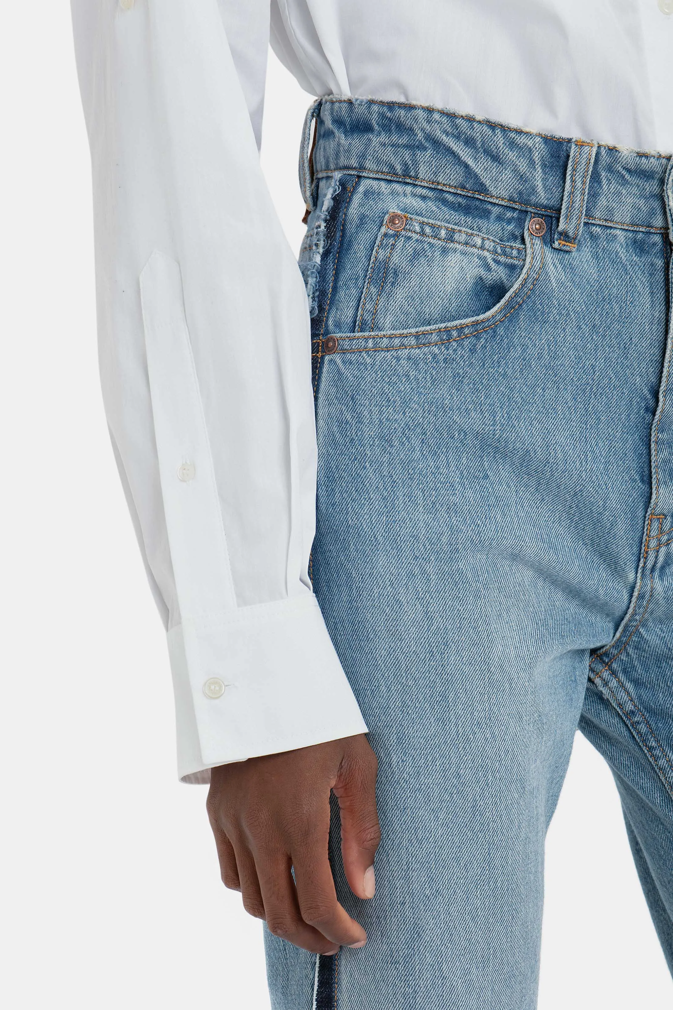 Cropped Patch Pocket Shirt In White