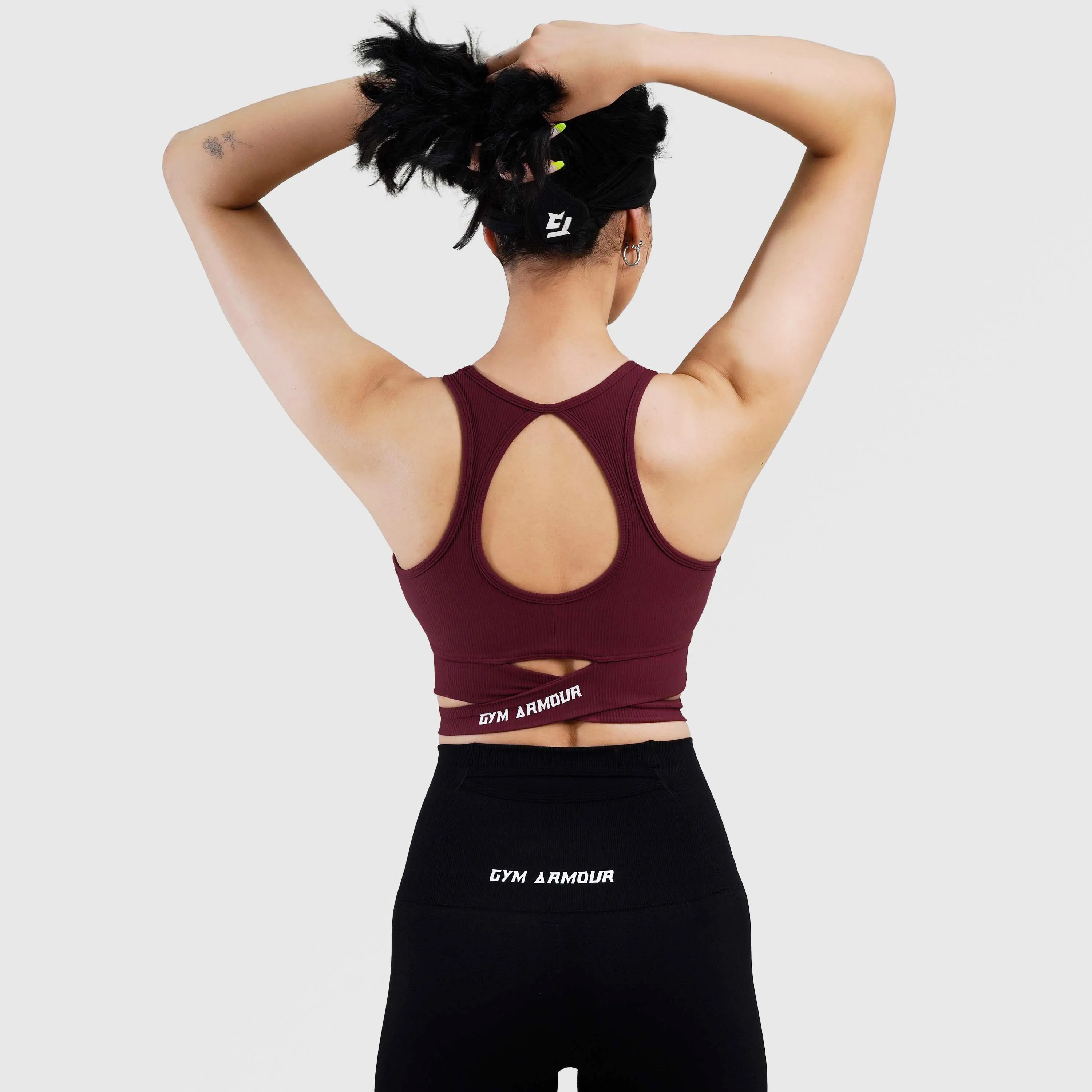 Cross Band Sports Bra (Maroon)